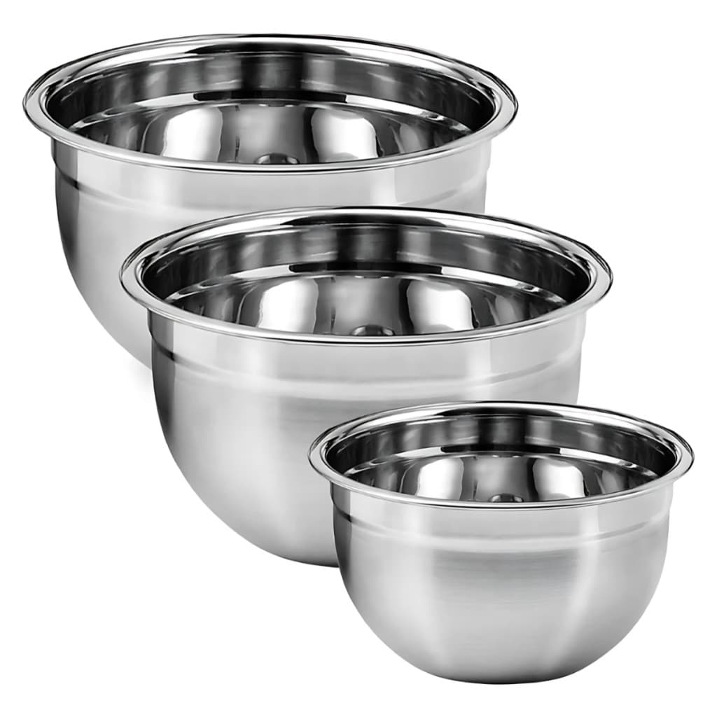 Kit 3 Tigela Aço Inox Bowl Funda Bacia Multiuso Redonda Saladeira Confeitaria Culinária Profissional