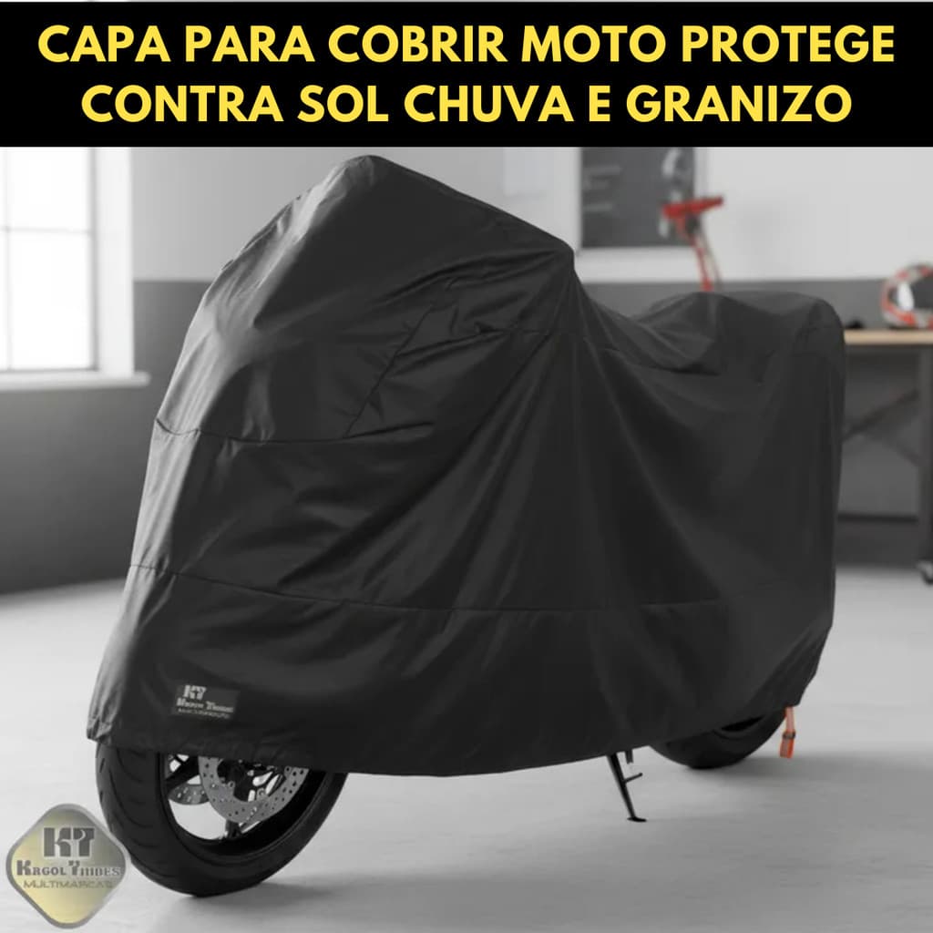 Capa Para Cobrir Moto Impermeável Protege Contra Sol Chuva Granizo Riscos Tamanhos Grandes Com Baú