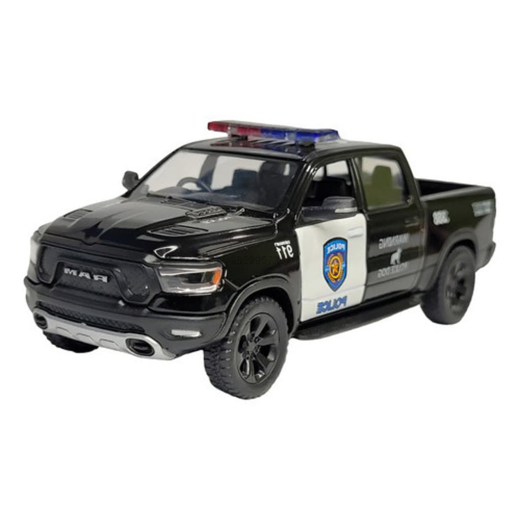 Polícia Miniatura Carro Kinsmart Ram 1500 Preto Metal 1:46 Abertura Portas Ram Preto Policia
