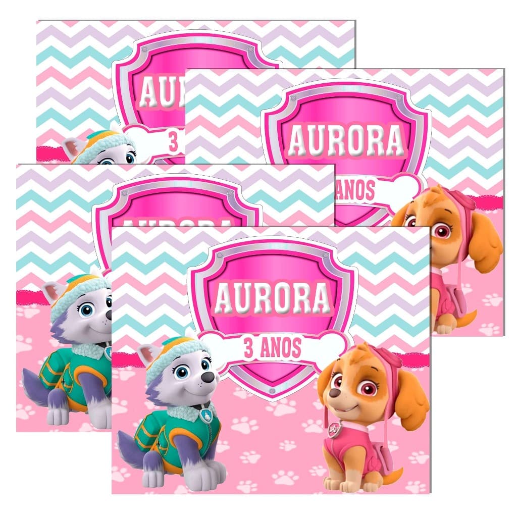 Kit Adesivos personalizados 5cm x 5cm Tema Patrulha Canina para caixinha Acrílica. Lembrancinha pra Festa em geral.