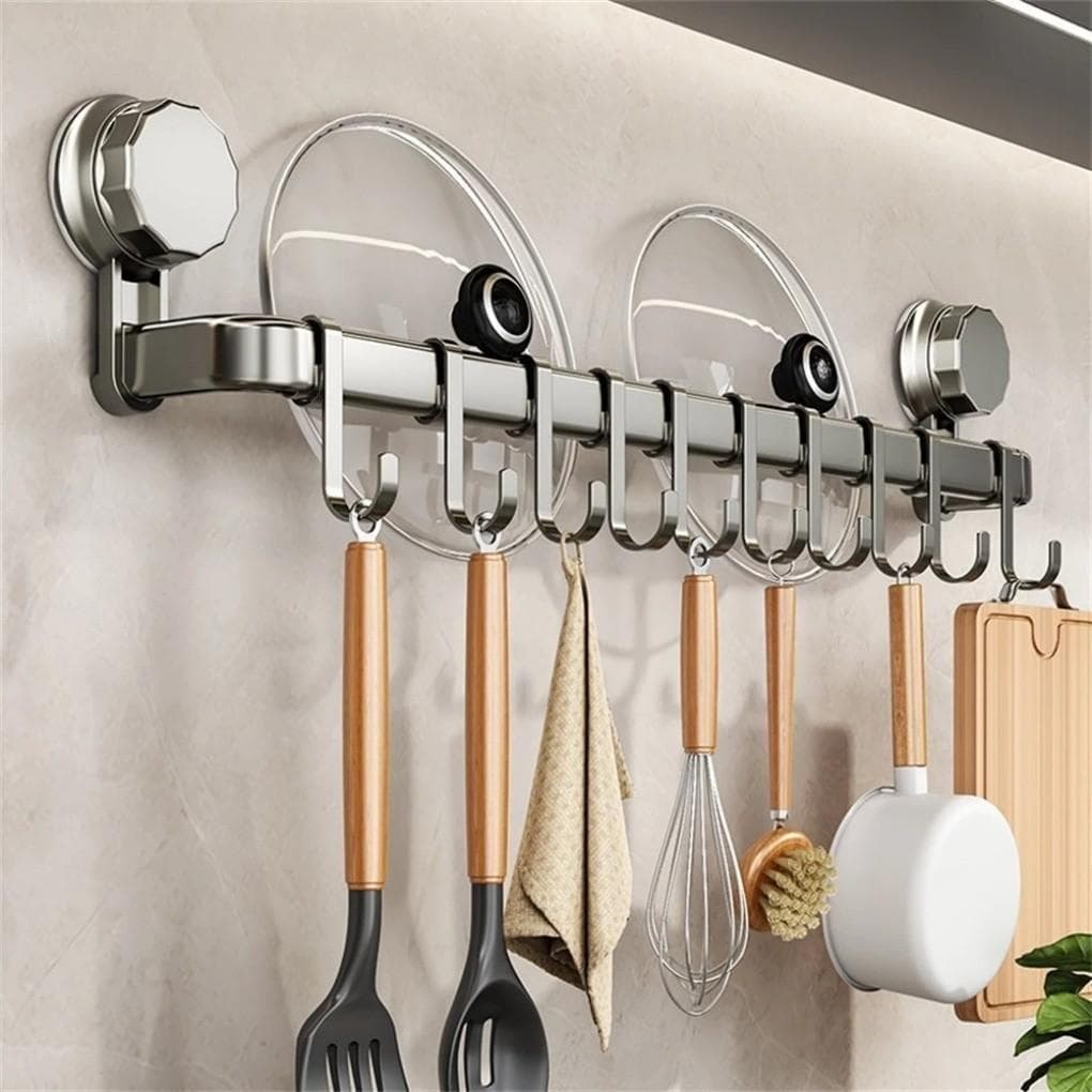 Suporte com Ventosa de Parede Multiuso – Gancho Organizador para Utensílios e Acessórios de Cozinha LevaVida