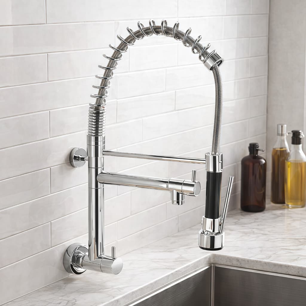 Torneira de Parede Cozinha Gourmet Bica Móvel Ducha Flexível 45cm
