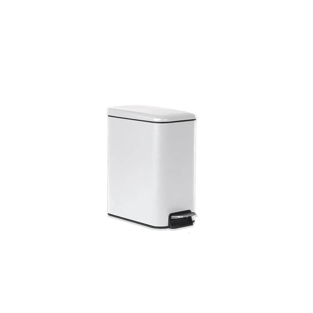 Lixeira Retangular com Pedal e Balde Matte Branco 5L Brinox