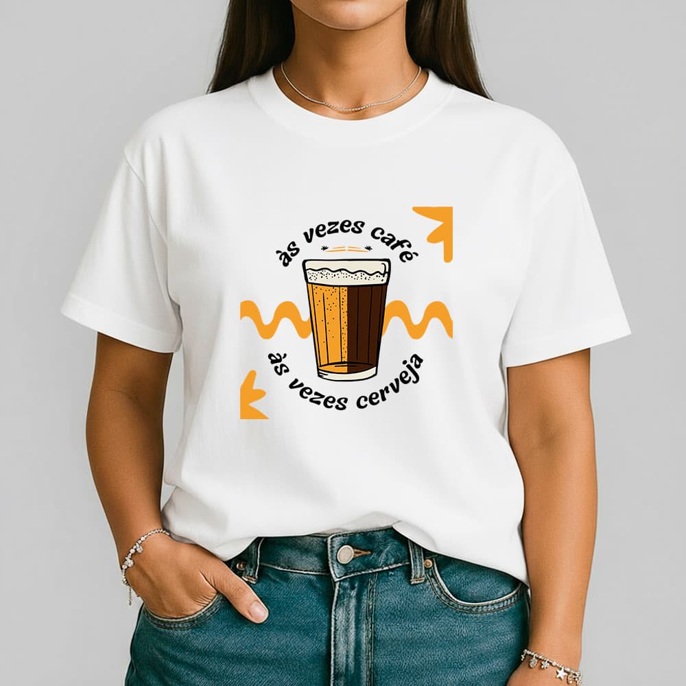 Camiseta Feminina As Vezes Café As vezes Cerveja T shirt Personalizada Blusa  Algodão Frases Memes