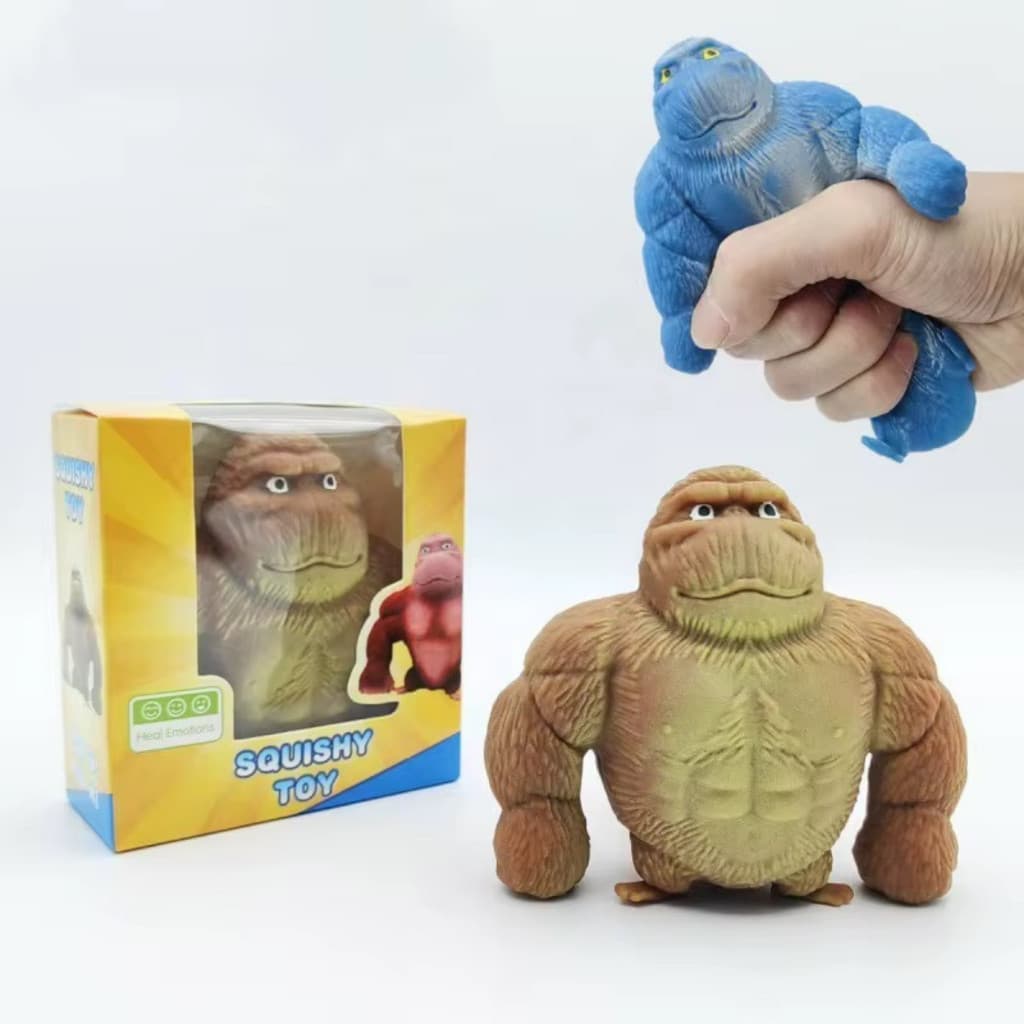 Boneco Kong Gorila Indestrutível – Estica, Esmaga e Volta ao Normal | Antiestresse
