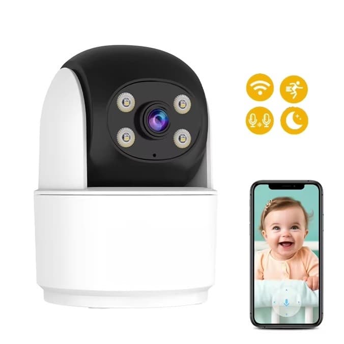 Câmera de Segurança WiFi Interna HD 1080P Visão Noturna Monitoramento por App Câmera IP