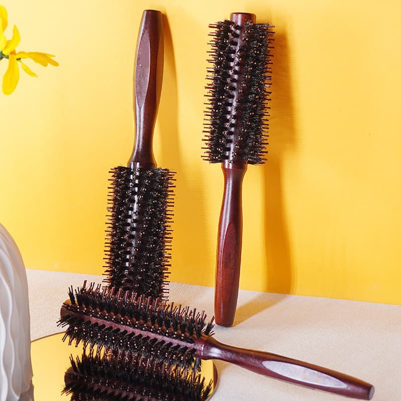 Pente de ondulação de cerdas de madeira de lótus, pente fofo para alisamento de cabelo, resistente a altas temperaturas,