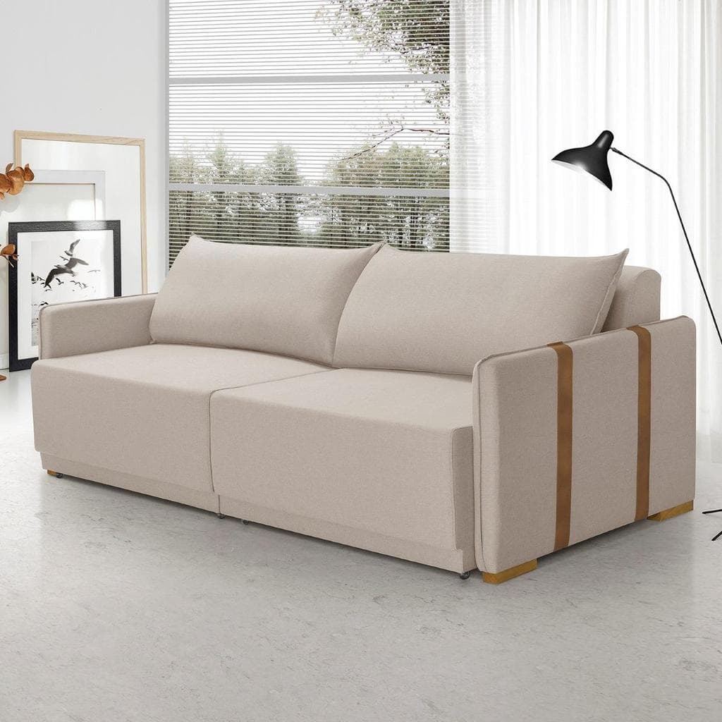 Sofá Cama Retrátil Reclinável 2 Lugares Unique em Linho Sala