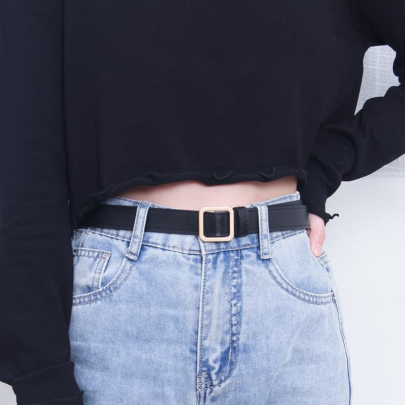 Cinto não poroso feminino prático decorativo Jeans preto fino moda Retro estudante ins estilo cinto senhoras na moda
