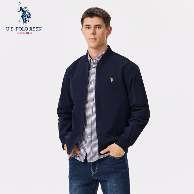 Uspoloassn American Poloassn Association Primavera Outono Jaqueta Masculina com Gola de Beisebol Jaqueta de Negócios Pai