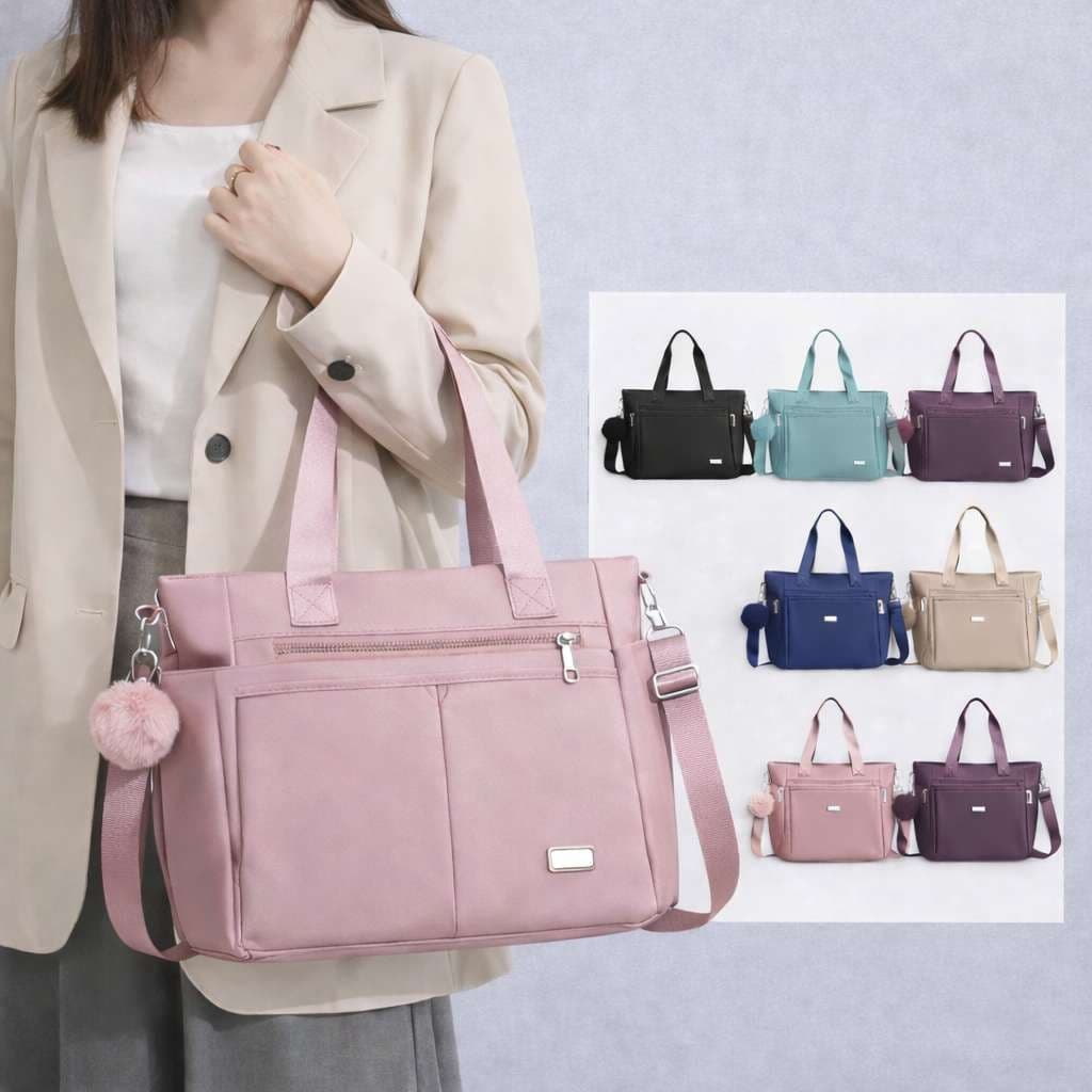Bolsa Feminina Com Chaveiro Pompom Nylon Grande De Ombro E Transversal Sacola Para Viagem Faculdade YC52#