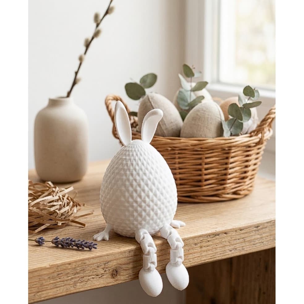 Decoração de páscoa ovo com orelhas de coelho articulado
