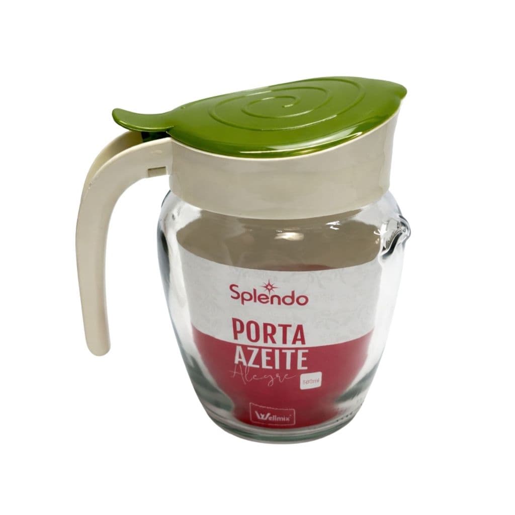 JARRA PORTA AZEITE VIDRO OLEO VINAGRE 380ML GALHETEIRO TAMPA ALÇA COZINHA LEITE