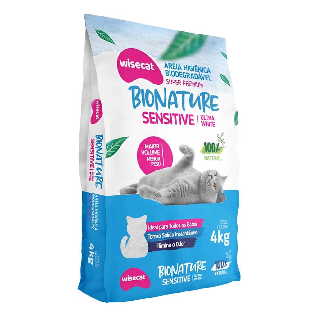 Areia Higiênica Wisecat Bionature Azul 4kg Super Premium