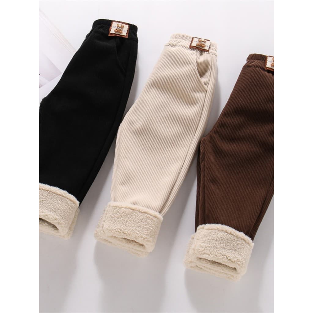 Feminino bebê mais veludo listrado Sweatpants 2024 outono inverno novo estilo crianças 1 crianças calças de inverno femi
