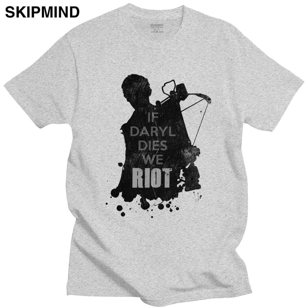 The Walking Dead Camiseta Para Homens 100 % Algodão Daryl Horror Zombie TV Tee Gola Redonda Manga Curta De Verão Merch G