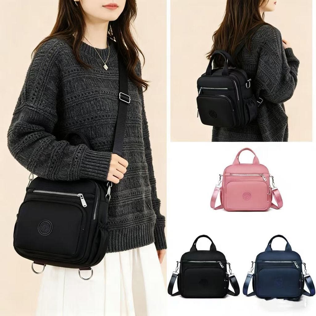Bolsa de Mão Feminina em Nylon, Conversível em Bolsa Tiracolo Leve 3 em 1- Bolsa de Maternidade