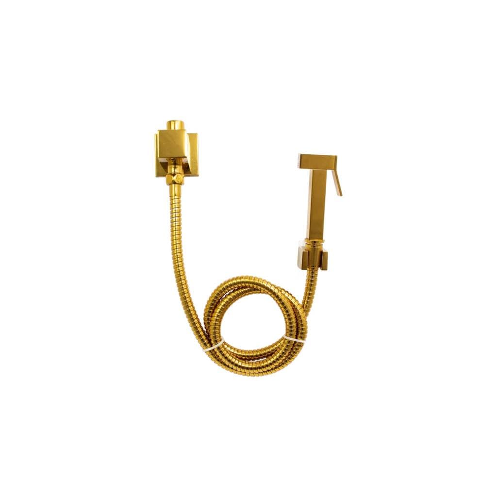 Ducha Higiênica Quadrado Com Derivação Adaptador 2 Saídas Dourado Samer