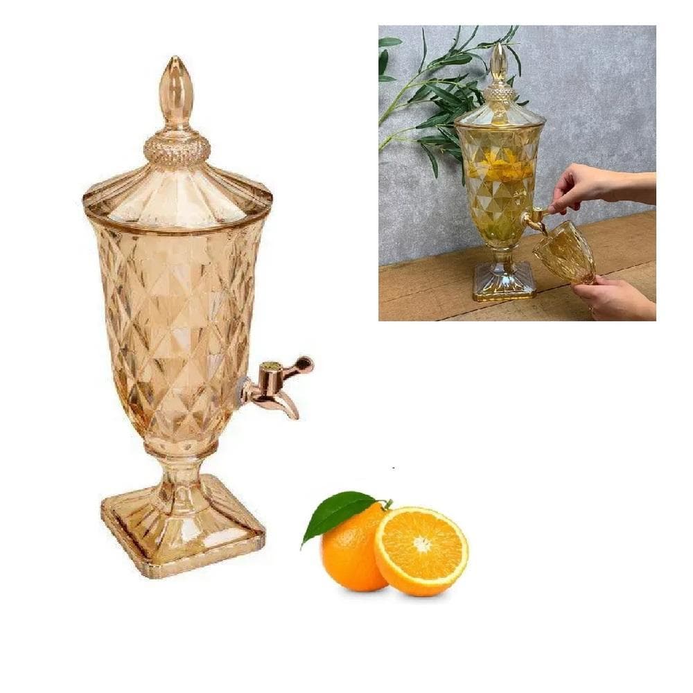 SUQUEIRA CRISTAL DIAMOND 3 LITROS DISPENSER DOURADO VIDRO BEBIDAS AGUA CASAMENTO FESTA LUXO