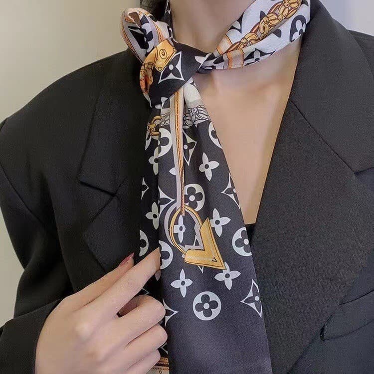 Lenço De Seda Faixa De Cabelo Velho Longo Cachecol Quadrado Impressão Imitação streamer Atacado Moda Feminina Acessórios