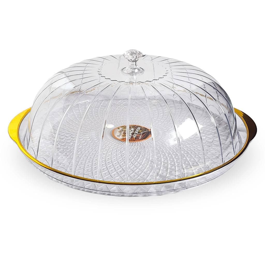 Porta Bolo Pudim Transparente Imita Cristal Borda Ouro. Luxo Seguro e Inquebrável. Chega Intacto na Sua Casa!