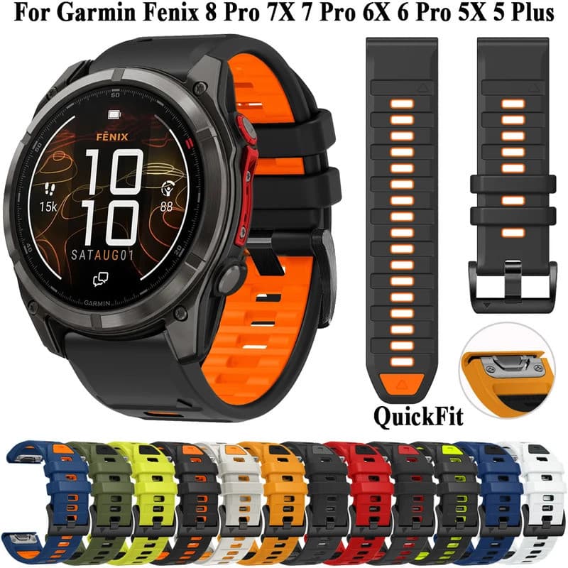 Silicone Strap 22mm 26mm Quickfit Bracelet For Garmin Instinct 3 50mm 45mm Fenix 8 Pro 47mm 51mm/7X 7/6 6X Pro/5 5X Epix