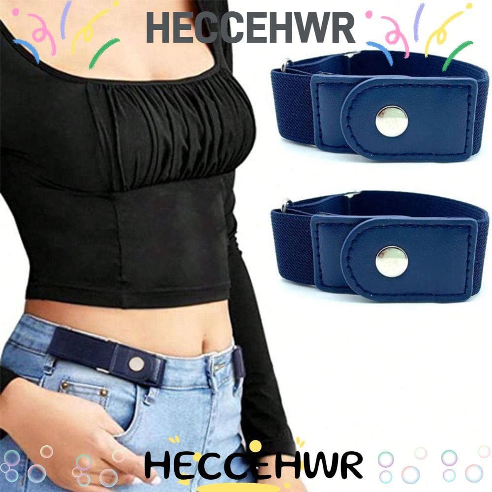 2 Unidades/Conjunto Cinto Elástico , Ajustável Invisível , Casual Sem Fivela De Lona Jeans
