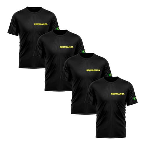 Kit 4 Camisetas Masculina Dry Uniforme Segurança Manga Curta