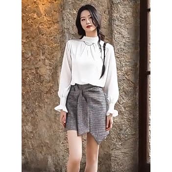 Lixin Desconto Roupas Femininas P Flutuante 2 Série Aleatório Elegante Charme Xadrez Mais Magro Look Elegante Saia Sem P