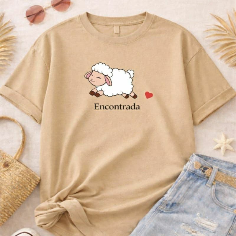 Camiseta Blusa Camisa Feminina Ovelha Encontrada Moda Cristã Religião Fé Evangélica Fofinha Igreja