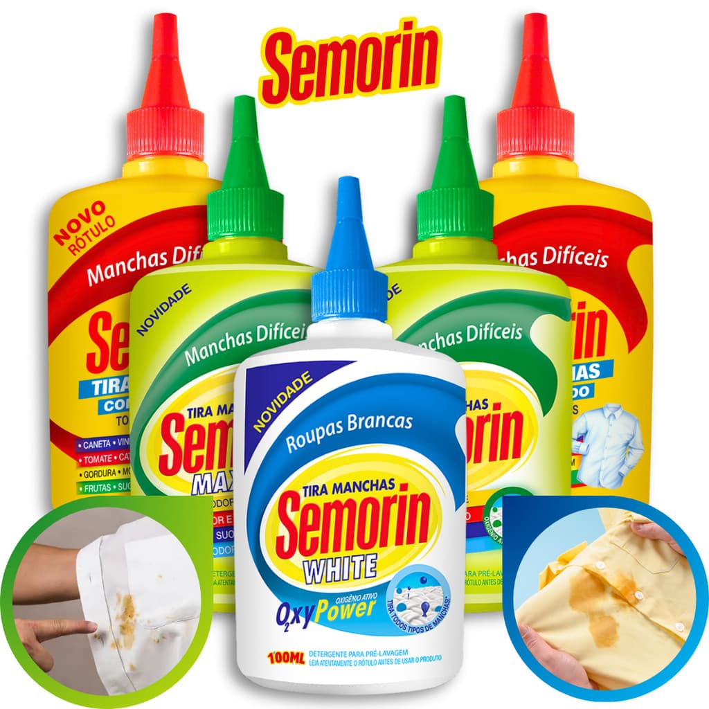 500ml Tira Manchas de Mofo Gordura Caneta Roupas Coloridas e Brancas Semorin