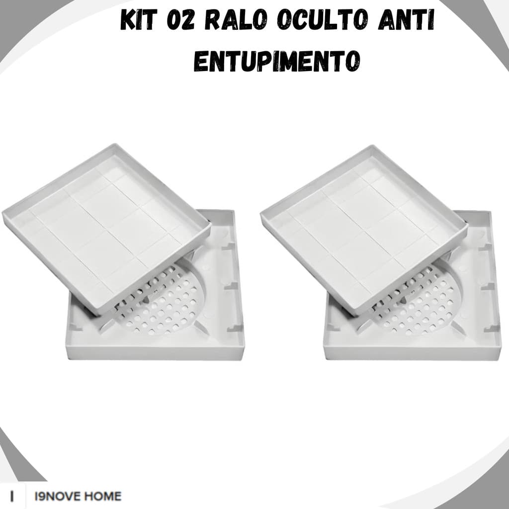 Kit 2 Ralo 15x15 Ralo Oculto Anti Entupimento Em PP Banheiro Filtro Coletor de Cabelo Universal Anti Odor Are