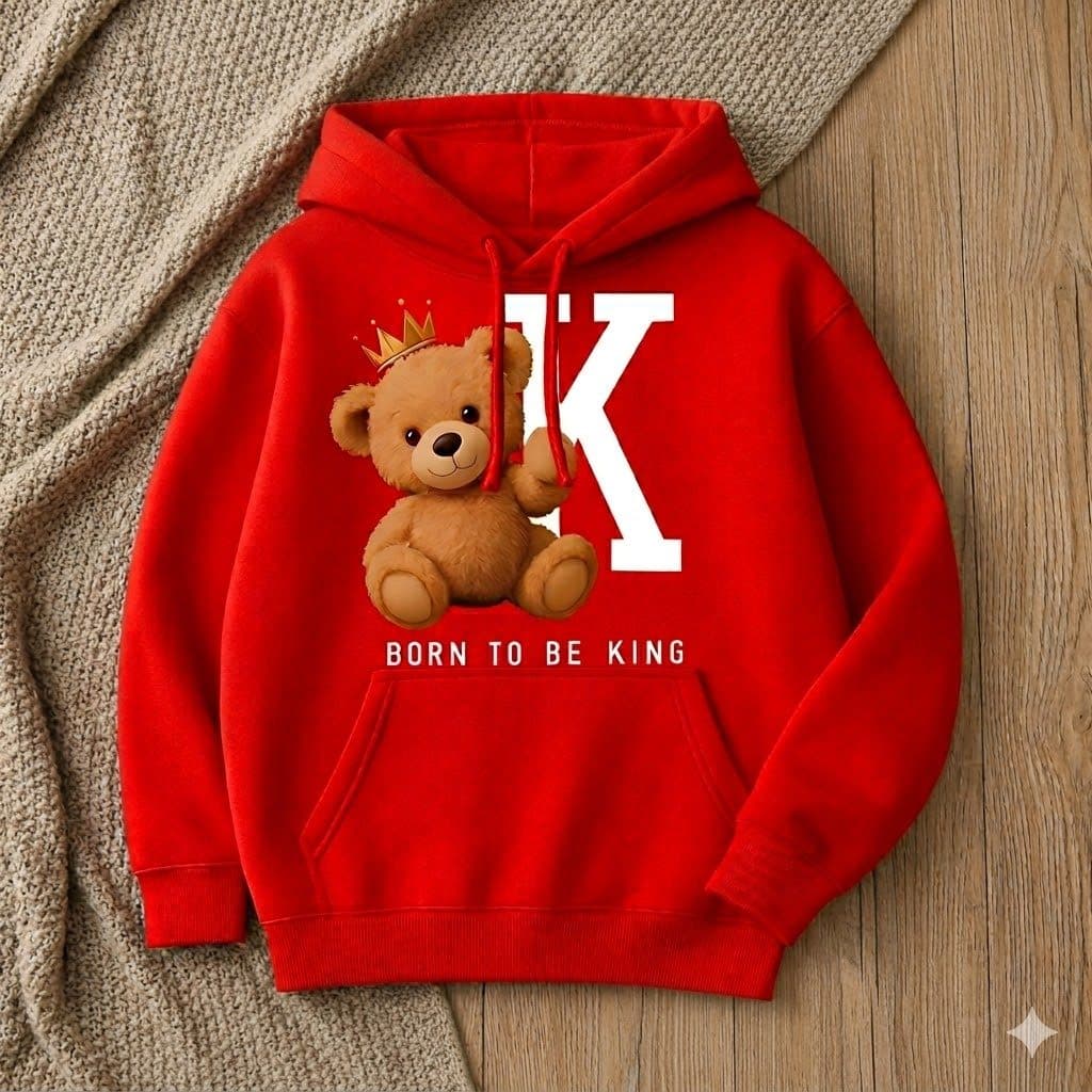 Moletom Infantil Peluciado com Capuz Bolso Canguru Estampa Urso Rei Blusa de Frio