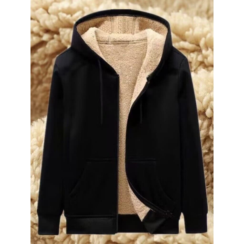 Forro de lã masculino engrossado moletom com capuz juventude Cardigan topo estudante zíper moletom masculino Plus Size j