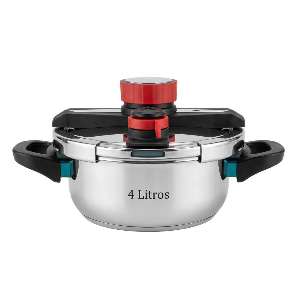 Panela de Pressão Inox 304 4 Litros Fundo Triplo Premium Compatível com Todos Fogões