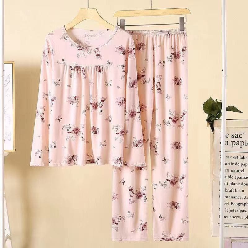 Mãe pijamas feminino outono de manga comprida mais gordura de meia-idade jovens mulheres estilo fino Homewear primavera