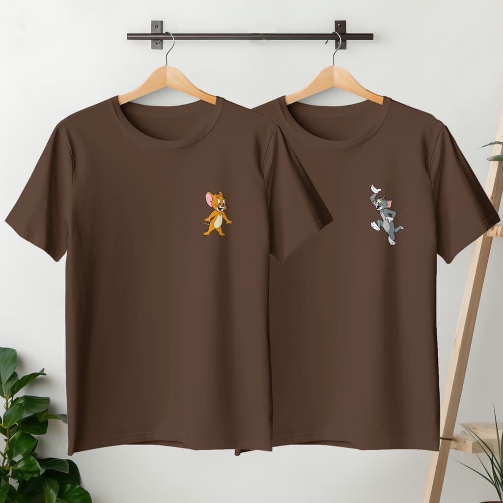 Kit Camiseta Casal Namorados Tom E Jerry Desenho Algodão