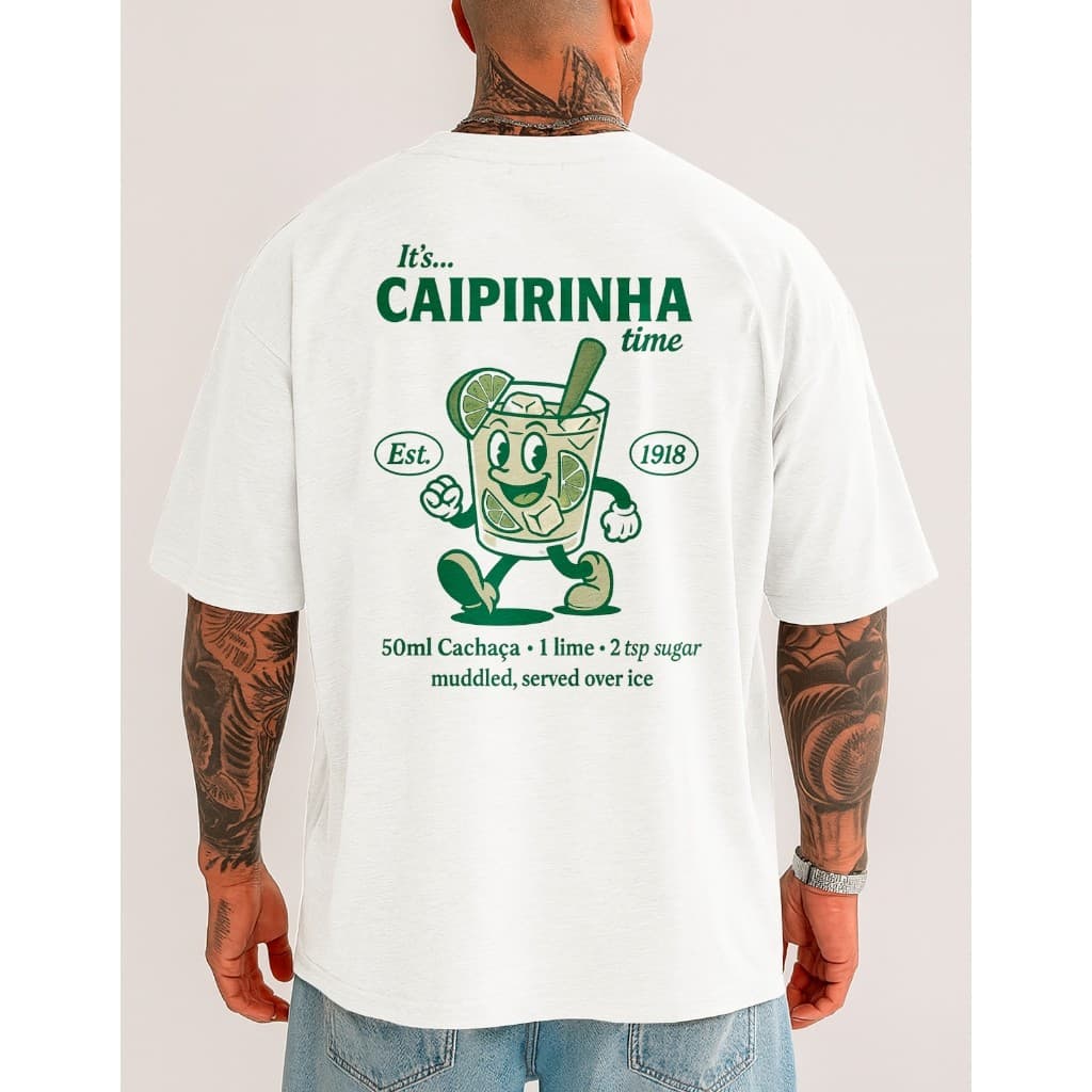 Camiseta Masculina Unissex Caipirinha Algodão 30.1 Premium Estampa Drinks Conforto Estilo E Conforto Alta Qualidade