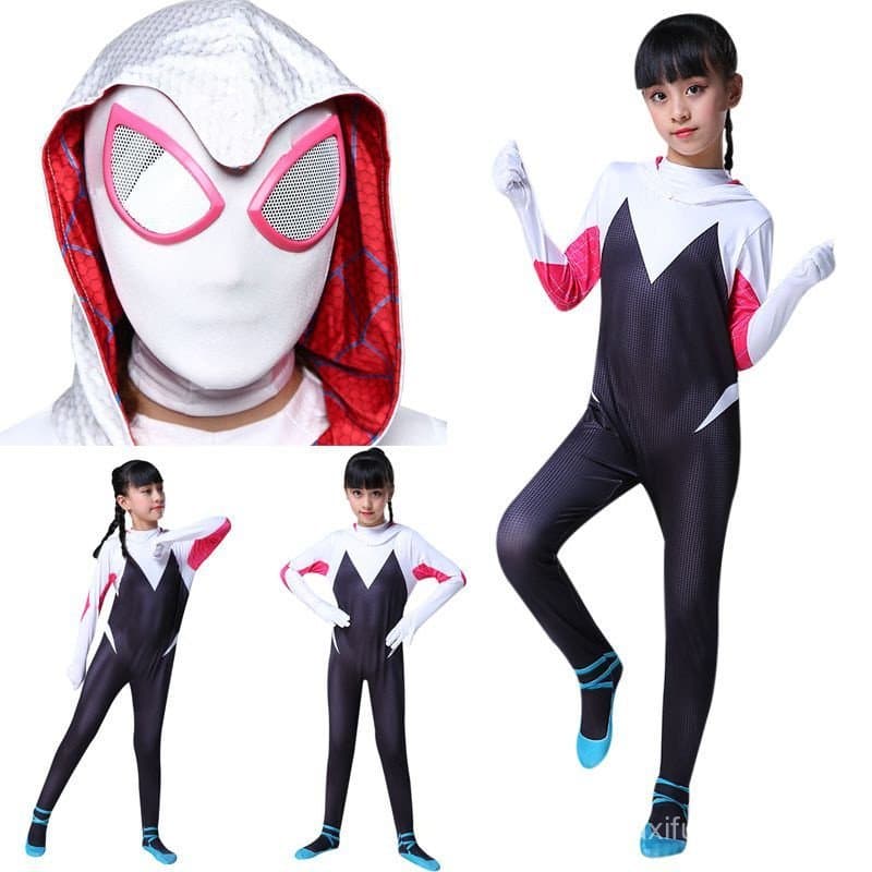 Gwen Stacy Traje Adulto Crianças Cosplay Meninas Veneno Zentai Bodysuit Carnaval Macacões Trajes De Halloween Para