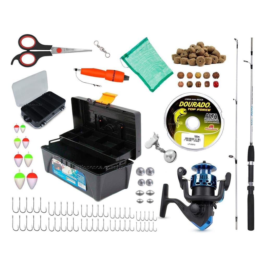 Kit de Pesca Vara Molinete Caixa de Pesca e Acessórios (Ref. 09)