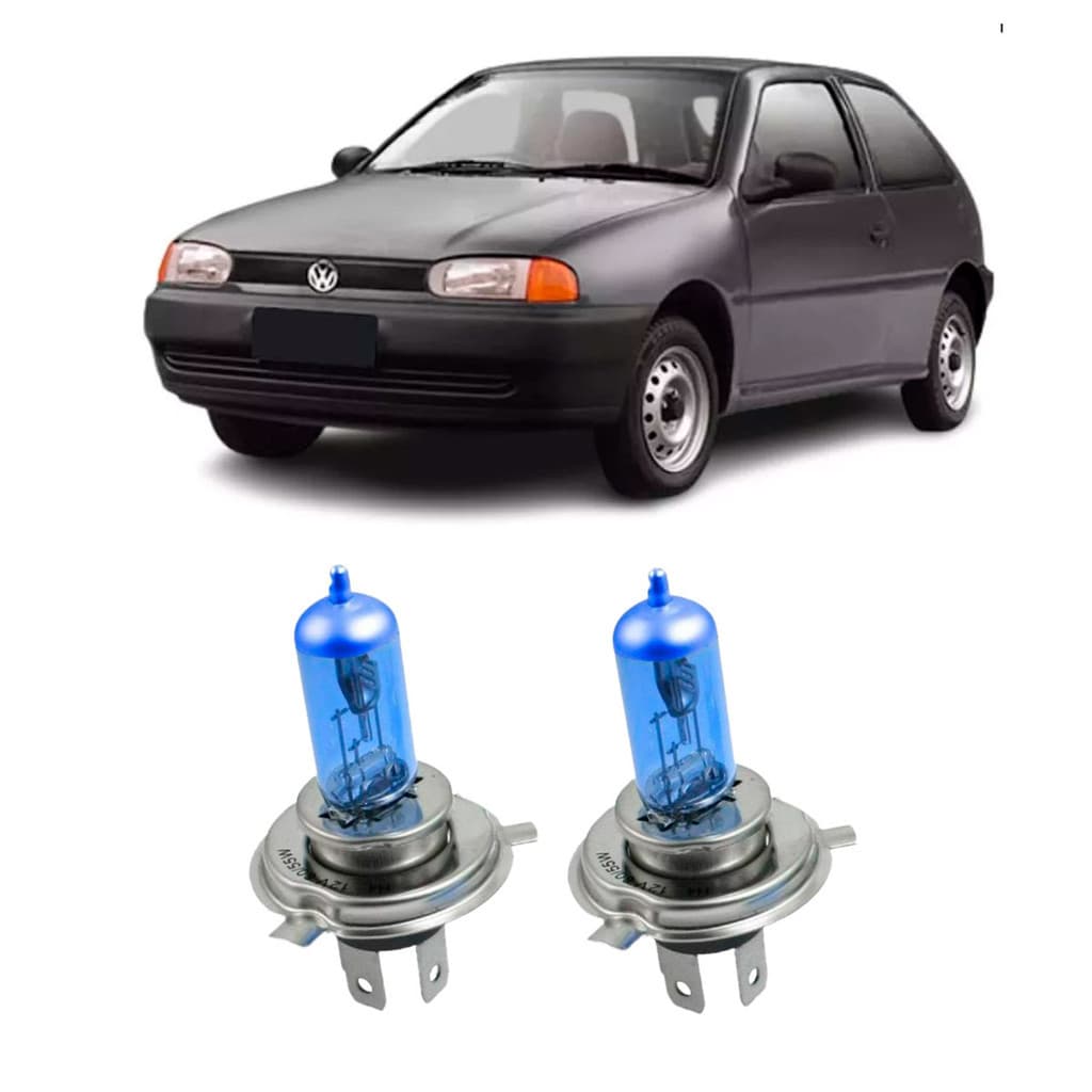 Par de Lâmpadas Super Branca Farol para Volkswagen Gol Bola G2 1996 1997 1998 1999 2000 8500k H4