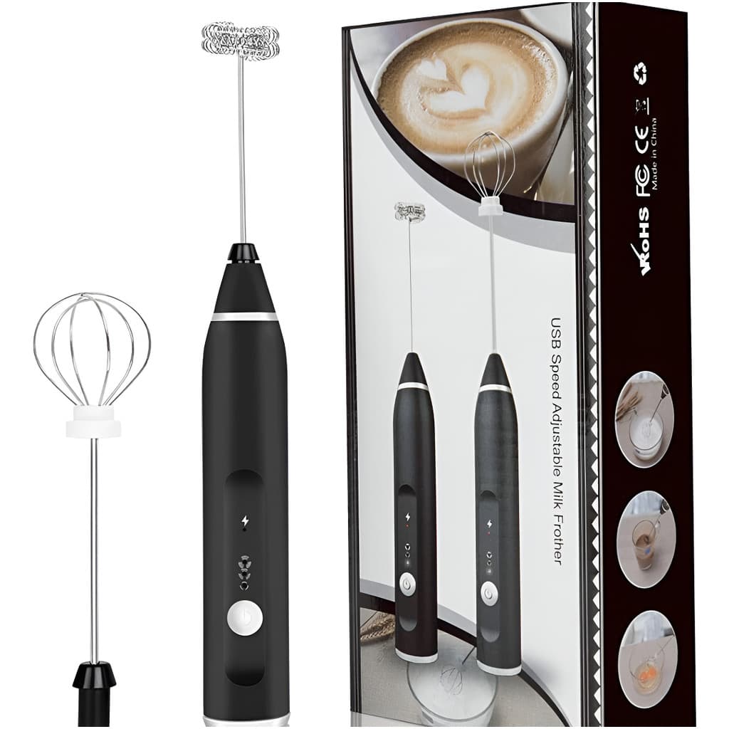 Misturador Elétrico USB Recarregável 3 Velocidades Portátil para Bebidas e Leite