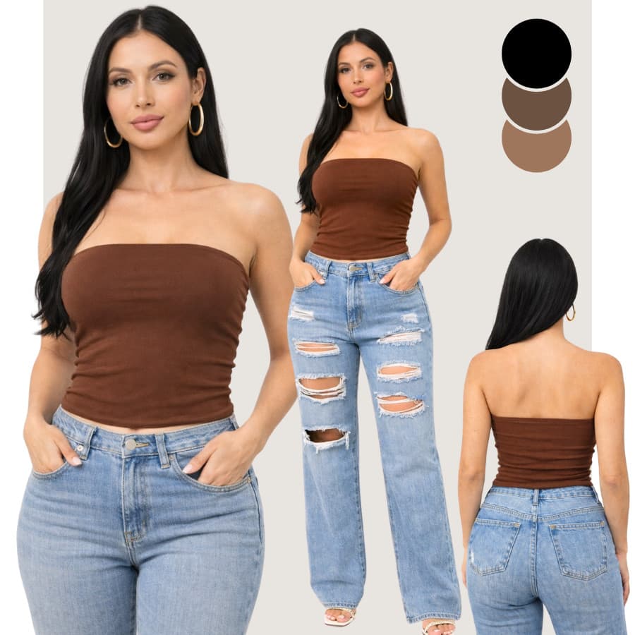 Cropped Top Tube Faixa Premium Tomara Que Caia Feminino De Moda Blogueira Tubinho Básica