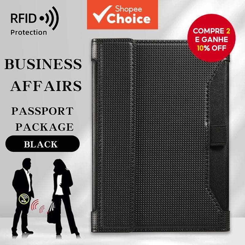 Porta-Passaporte RFID e Organizador de Viagem - Capa Impermeável com Slots para Cartões de Identificação