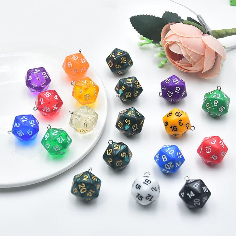 21mm Dados Charme D20 Pingente Contas Para DIY Colar Pulseira Brinco Jóias Artesanato Fazendo