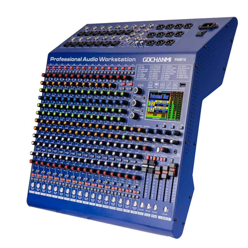 Mesa De Som Profissional Gochanmi Paw16 Mixer 16 Canais Dsp 127/220V