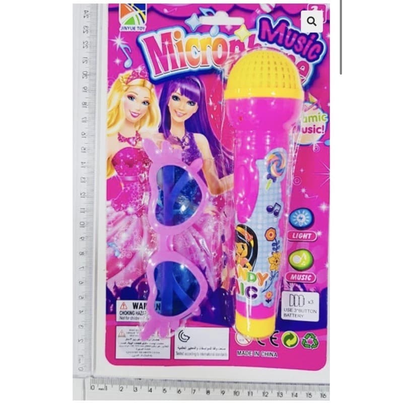 Microfone Infantil com Óculos de Coração – Luz e Som Musical