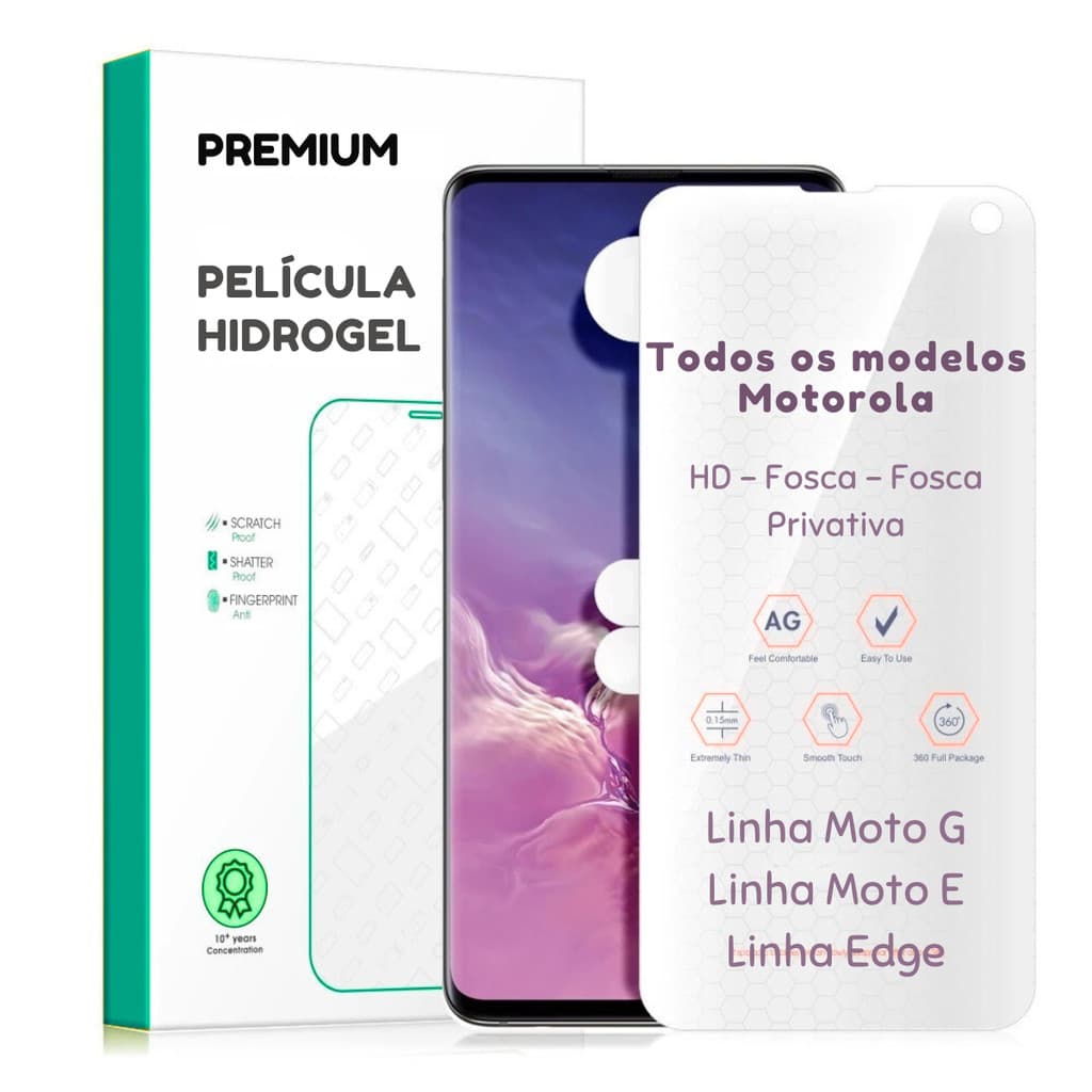 Pelicula Hidrogel Premium HD, Fosca, Privativa Para TODOS OS MODELOS MOTOROLA - G86/G56 / Edge 50 60