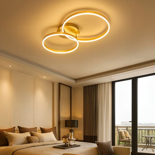 Lustre Luminaria Led Sobrepor Plafon Painel Quarto Sala Redondo Moderno 2 Arcos 3000k luz amarela Bivolt