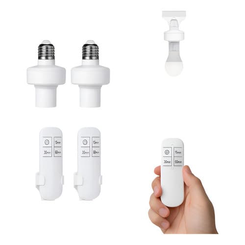Kit 2 Soquete Bocal Acender Lâmpada Com Controle Remoto E27 127/220v Natural